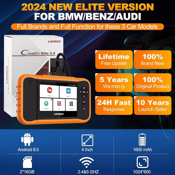 LAUNCH X431 BMW  Creader Elite 2.0 OBD2 Scanner  Full System Bidirectional Diagnostic Tool .