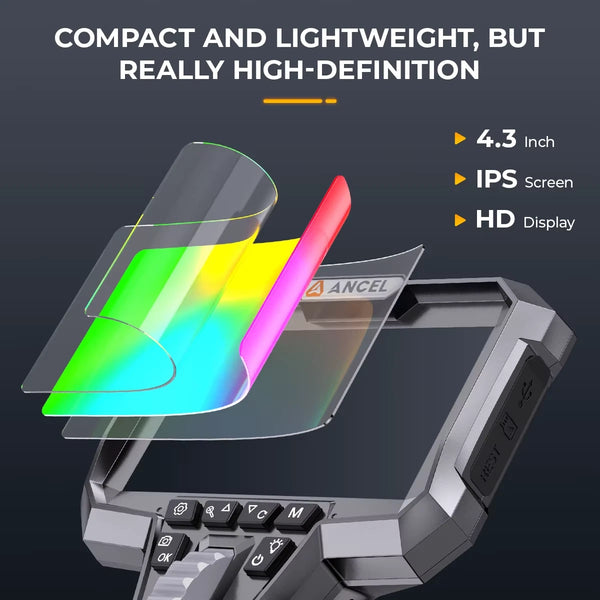 ANCEL AN302 Dual Lens Industrial Endoscope Camera 4 3 Inch Automotive Inspection