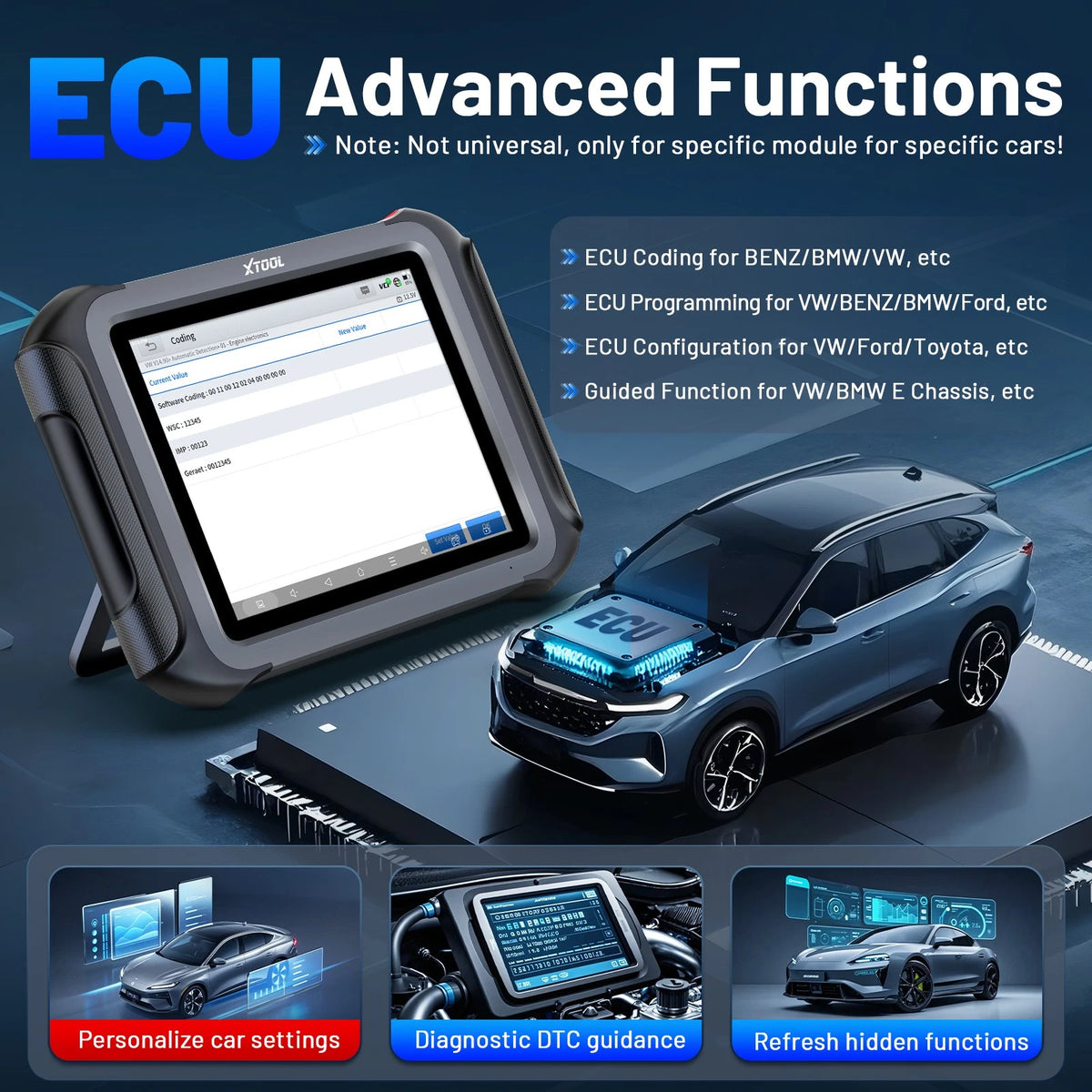 XTOOL D9 MAX Bluetooth Car Diagnostic Full System Scanner OE Level ECU Coding