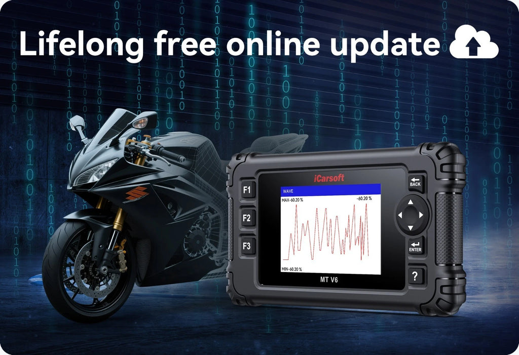 iCarsoft MT V6 triumph Motorcycle Scanner Engine ABS Throttle Free Updates Tools