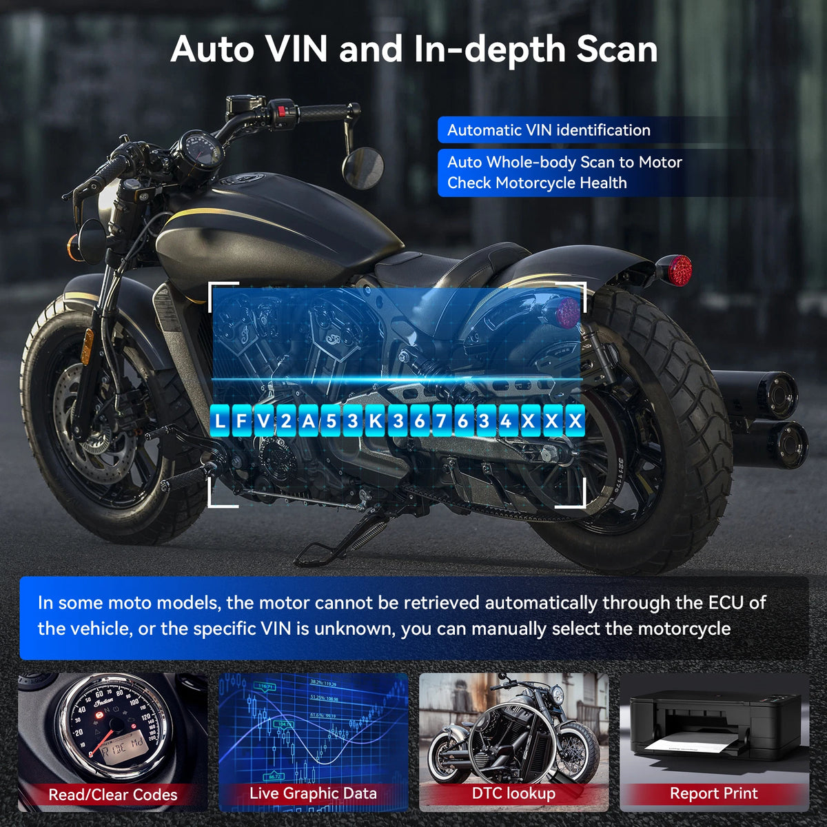 iCarsoft MT V6 INDIAN Motorcycle Diagnostic Scanner Live Data & Bi-Directional