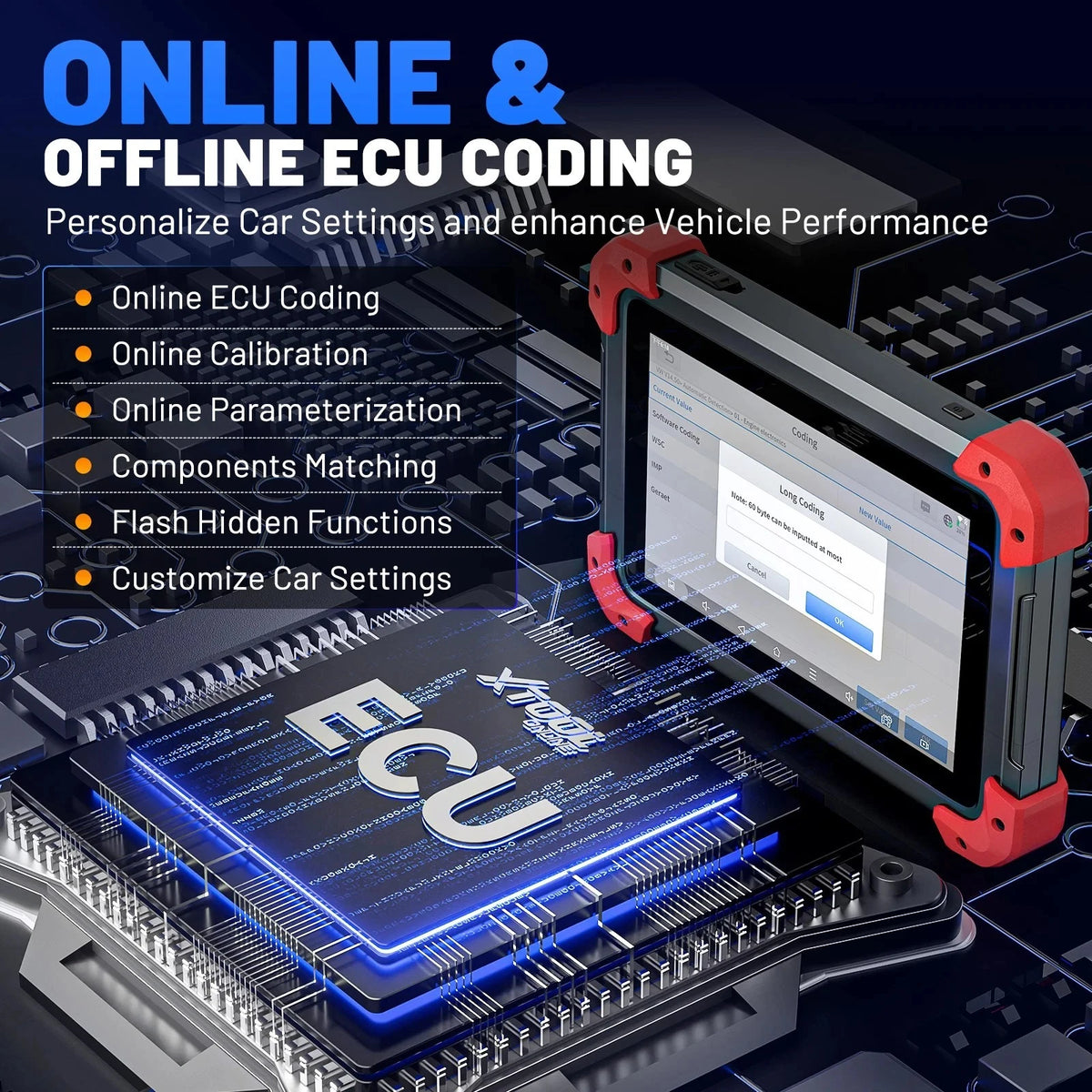 XTOOL D7 BT Bluetooth Diagnostic Scanner ECU Coding Bi-Directional CAN FD DoIP