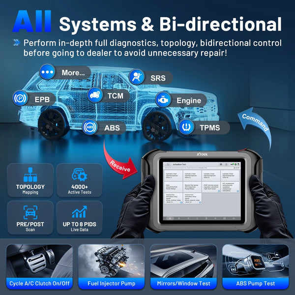 XTOOL D9 MAX Bluetooth Car Diagnostic Full System Scanner OE Level ECU Coding