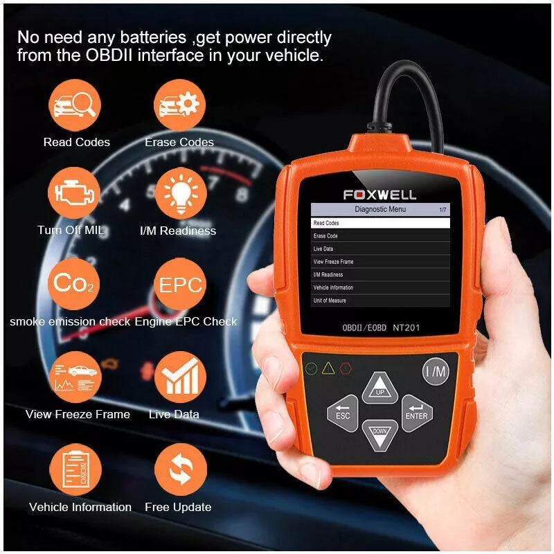Foxwell NT201 OBD2 Scanner Car Check Engine Light Code Reader Diagnostic Tool