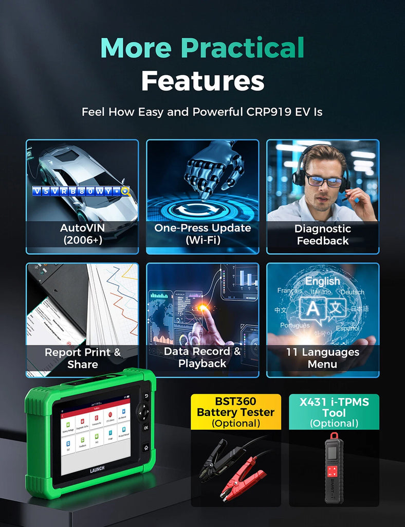 2026 LAUNCH X431 CRP919EV Full System OBD2 Scanner ECU Coding Active Tests