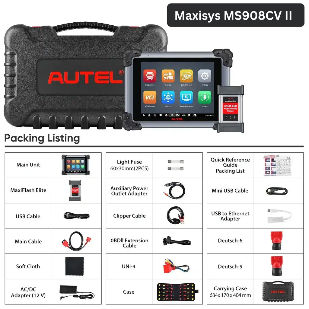 Autel MaxiSys MS908CV II Heavy Duty Truck Diagnostic Scanner J2534 ECU Coding