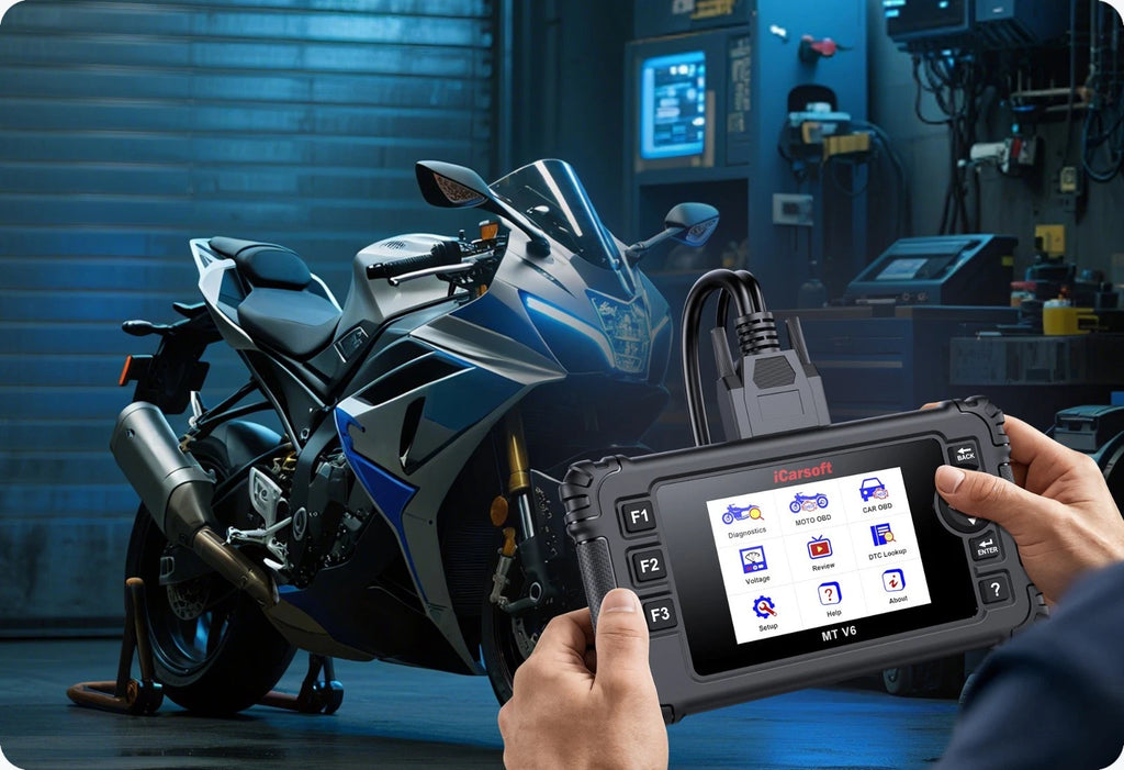 iCarsoft MT V6 triumph Motorcycle Scanner Engine ABS Throttle Free Updates Tools