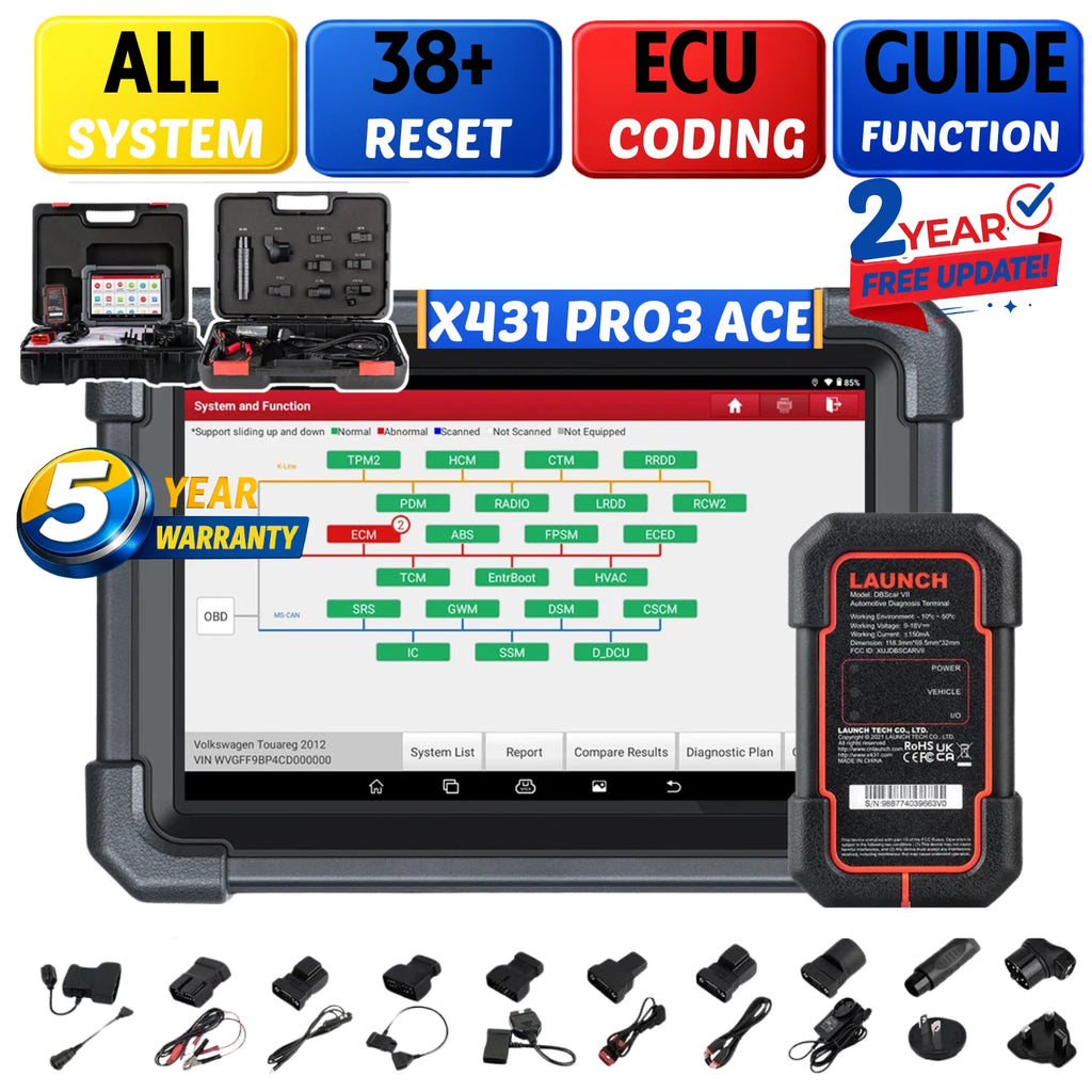 LAUNCH X431 PRO3 ACE V5.0 OBD2 Diagnostic Scanner ECU Coding Bidirectional
