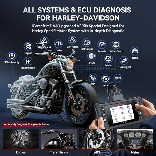 iCarsoft MT V6 Harley Motorcycle OBD2 Diagnostic Scanner Full System Engine ABS