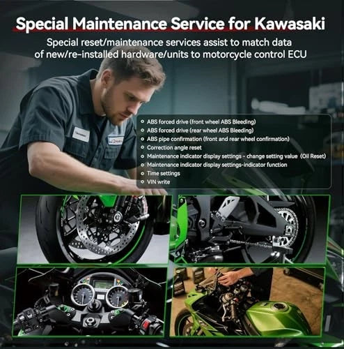 iCarsoft MT V6 Kawasaki ECU Error Clear ABS Bleed Bidirectional Actuation Tests