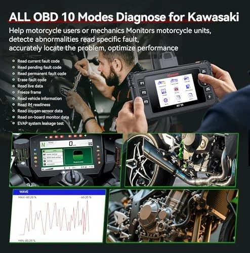iCarsoft MT V6 Kawasaki ECU Error Clear ABS Bleed Bidirectional Actuation Tests