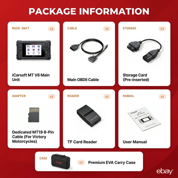 Shineray Bike ECU Scan Tool iCarsoft MT V6 ABS BiDirectional Actuation CEL Reset