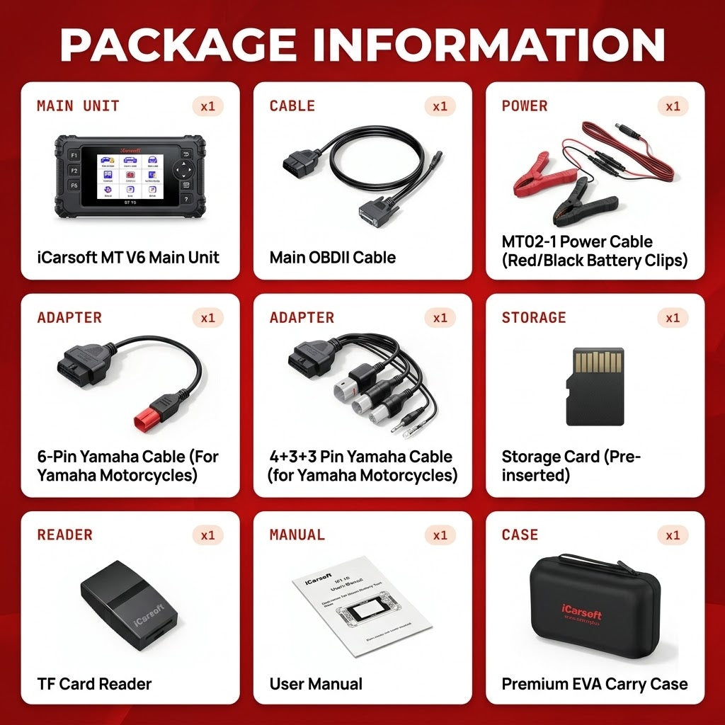 Yamaha Diagnostic Tool iCarsoft MT V6 ECU ABS Pump Bleeding Throttle Reset