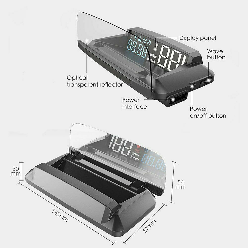 GPS HUD Speedometer Digital Heads Up Display Car Speed Warning Plug & Play