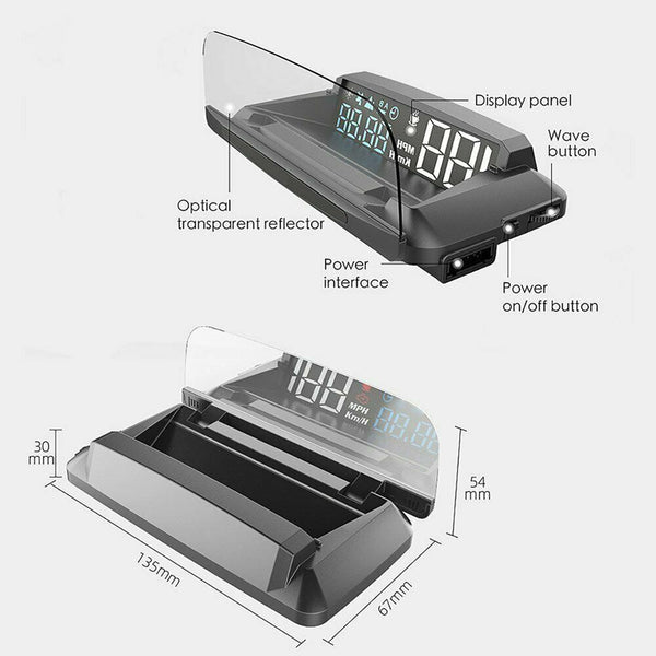 GPS HUD Speedometer Digital Heads Up Display Car Speed Warning Plug & Play