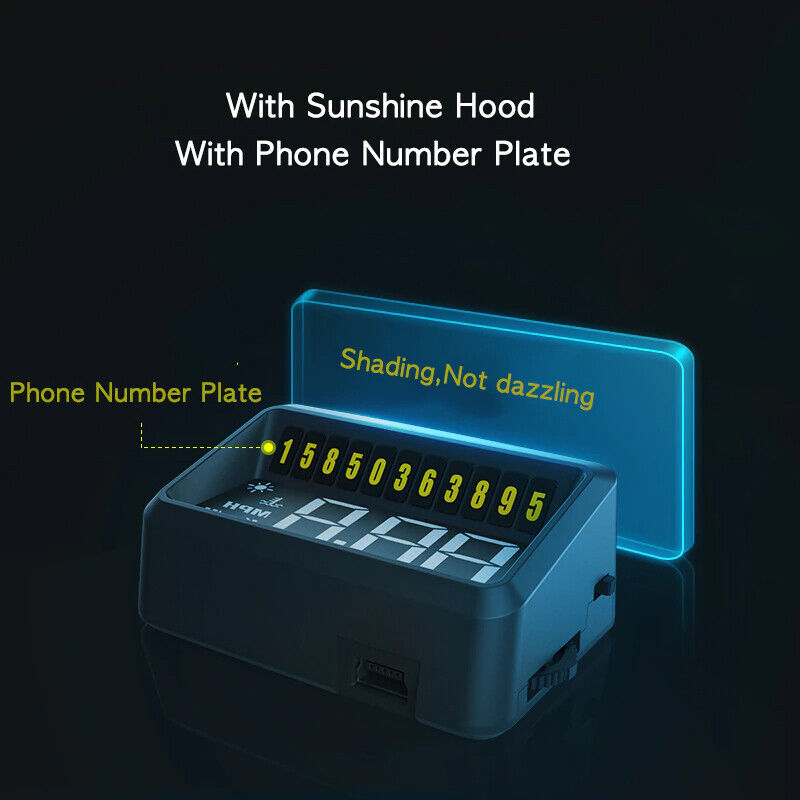 Vjoycar Car Head Up Display HUD Gauge Auto Display with Sunshine Hood Phone