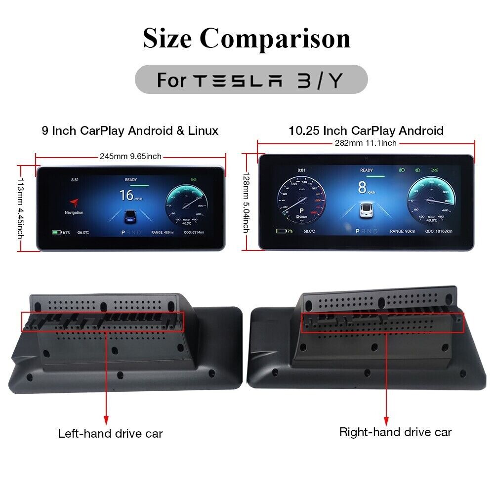 Vjoycar New Y3 Digital HUD Touch-LCD Center Console Dashboard for Tesla Model 3 Secondary image