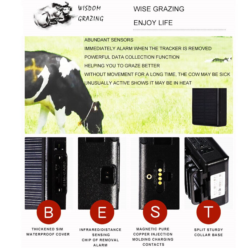 Vjoycar 2022 Latest Cow Sheep 4G GPS Tracker Solar Panel Power Collar For Cattle Auto Lines Australia