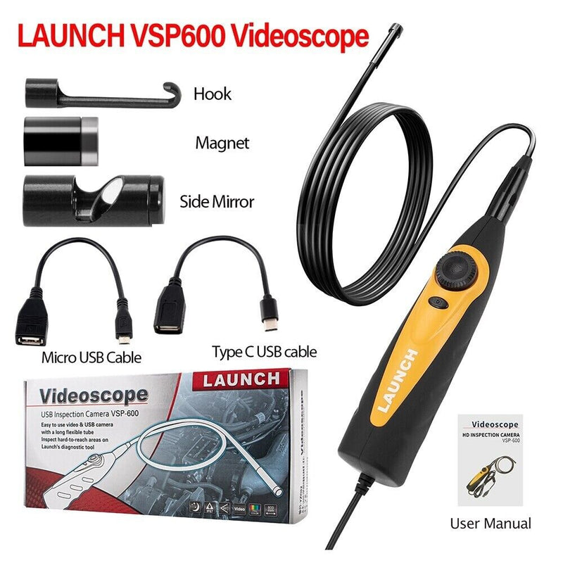 LAUNCH VSP600 Videoscope Camera Endoscope Car Inspection Mirror Waterproof 6LED - Auto Lines Australia