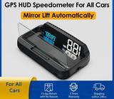 Auto-Lift Mirror GPS HUD Large Clear Speed Projector KM/H MPH Clock For All Car