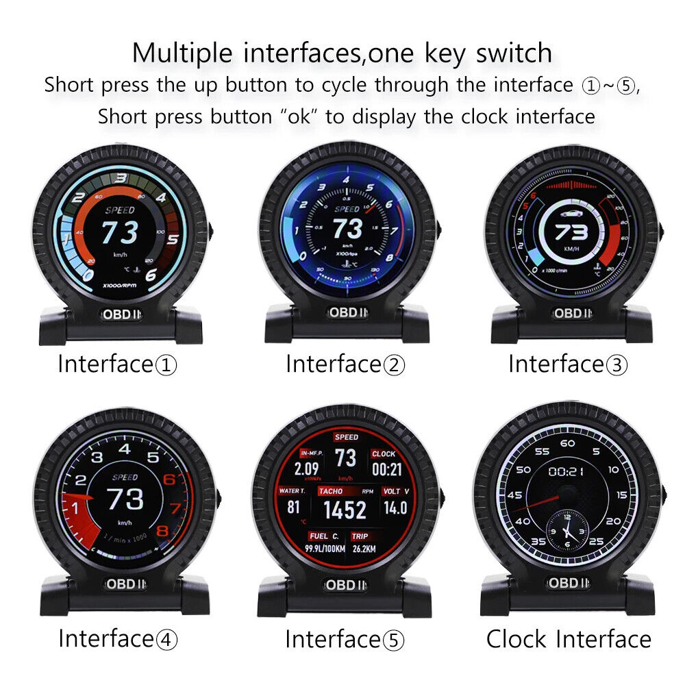 VJOYCAR V10 Car HUD OBD2 Scanner Smart Gauge Head Up Display Speed Monitoring Secondary image
