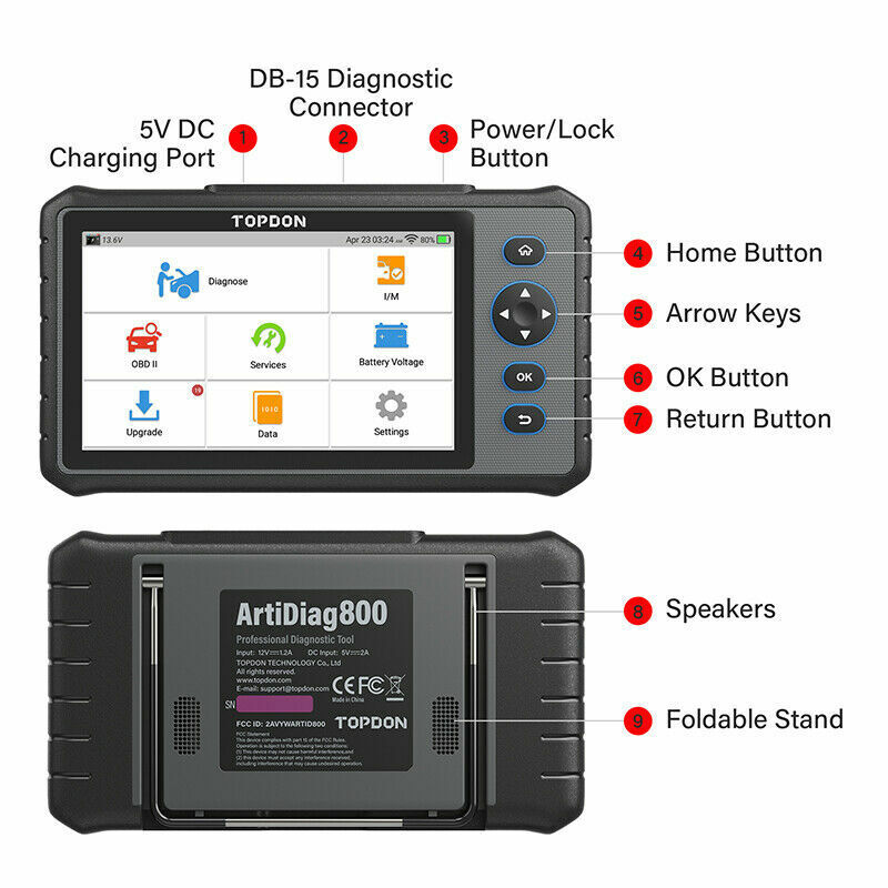 TOPDON ArtiDiag800 OBD2 Car Diagnostic Tool EOBD FULL System Automotive Scanner - Auto Lines Australia