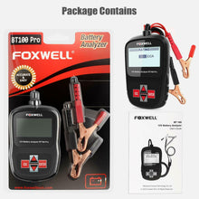 Load image into Gallery viewer, FOXWELL BT100 6V 12V Car Battery Tester For Flooded AGM GEL 100 to 1100CCA 200AH