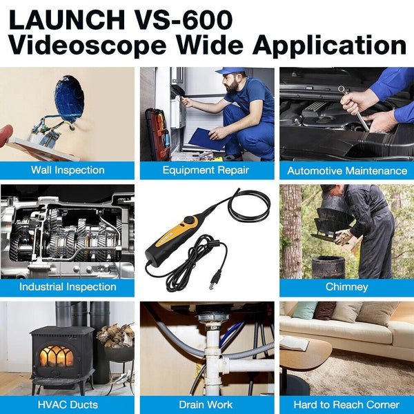 LAUNCH VSP600 Videoscope Camera Endoscope Car Inspection Mirror Waterproof 6LED - Auto Lines Australia