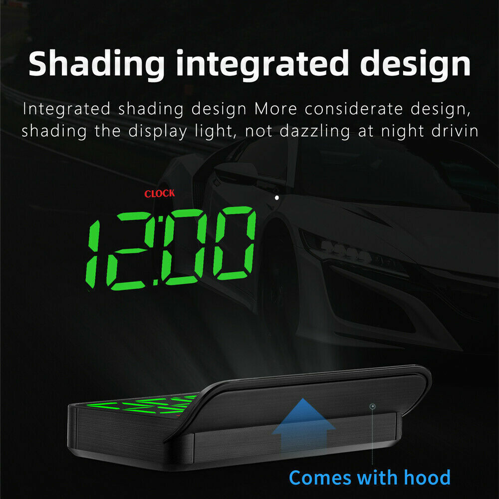 D Car HUD Head Up Display MPH/KM/h RPM Temp Speed Limit Alarm Digital Projector