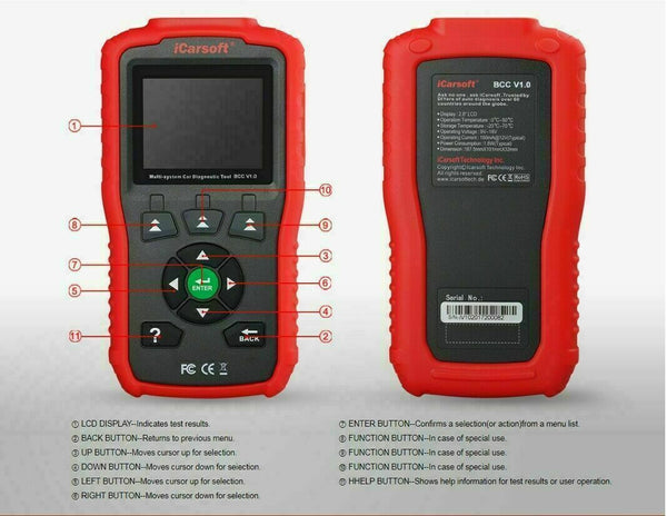 iCarsoft BCC V1.0 OBDII Oil Reset Multi-System Diagnostic Tool For American Cars
