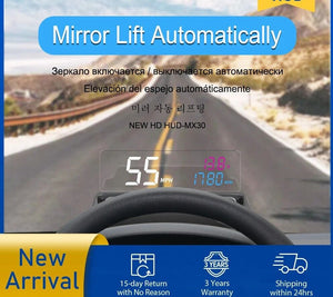 Auto-Lift Mirror HUD MX30 Pro Large & Clear Font RPM Speed Projector KM/H MPH