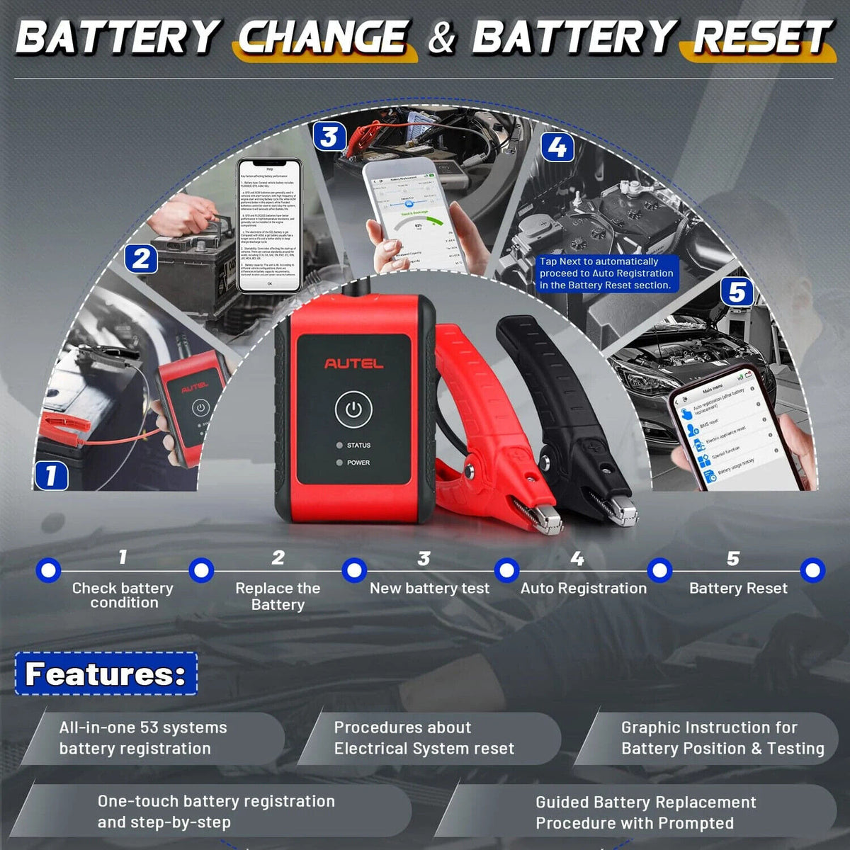 Autel MaxiBAS BT508Car Battery Tester,Automotive Cranking&Charging System Analyz