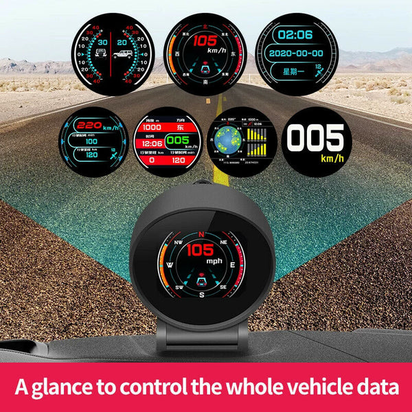 New V96 Car HUD Gauge/Inclinometer Slope Meter/Day Clock/Compass Automotive Digi - Auto Lines Australia