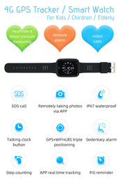 4G GPS Tracker Smart Children Personal Watch Camera SOS Video Call Locator