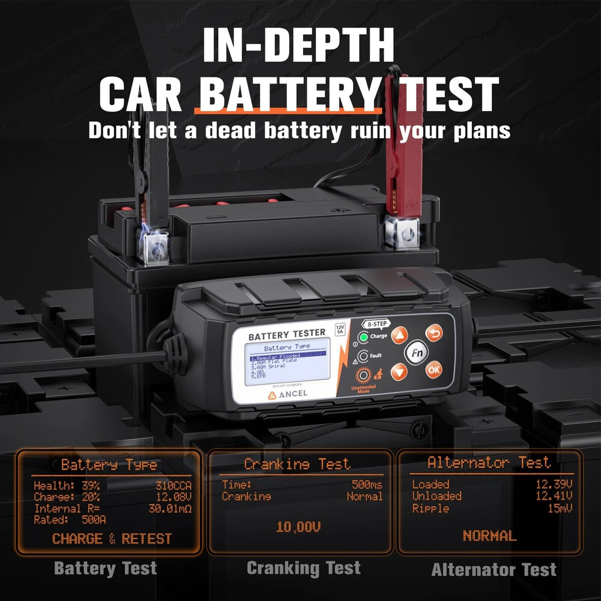 ANCEL BT521 12V Car Battery Changer 12V Battery Tester Automotive Repair for AGM