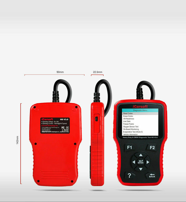 HEAVY DUTY DIESEL TRUCK DIAGNOSTIC SCANNER TOOL CODE READER iCarsoft HD V3.0 - Auto Lines Australia