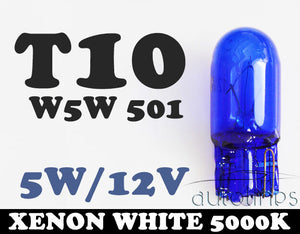 T10 W5W 5000K Super White Globe Front Park Head Light Bulb Glass Wedge Base - Auto Lines Australia