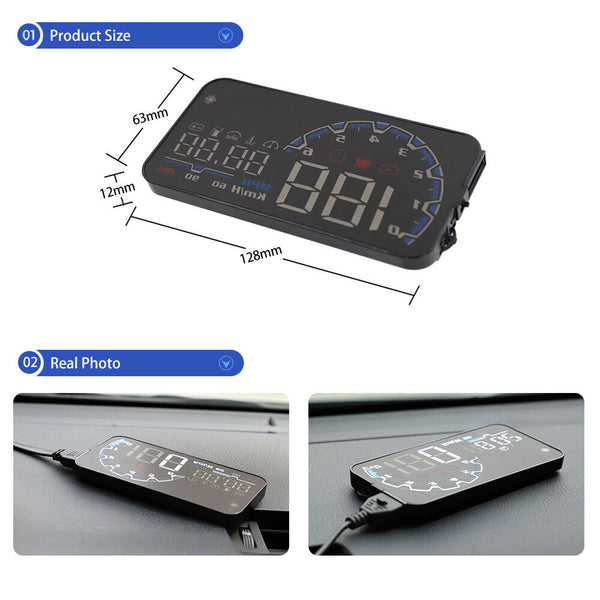 VH300 Car HUD 5.5' Head Up Display OBD EUOBD Windshield Speedometer Projector - Auto Lines Australia
