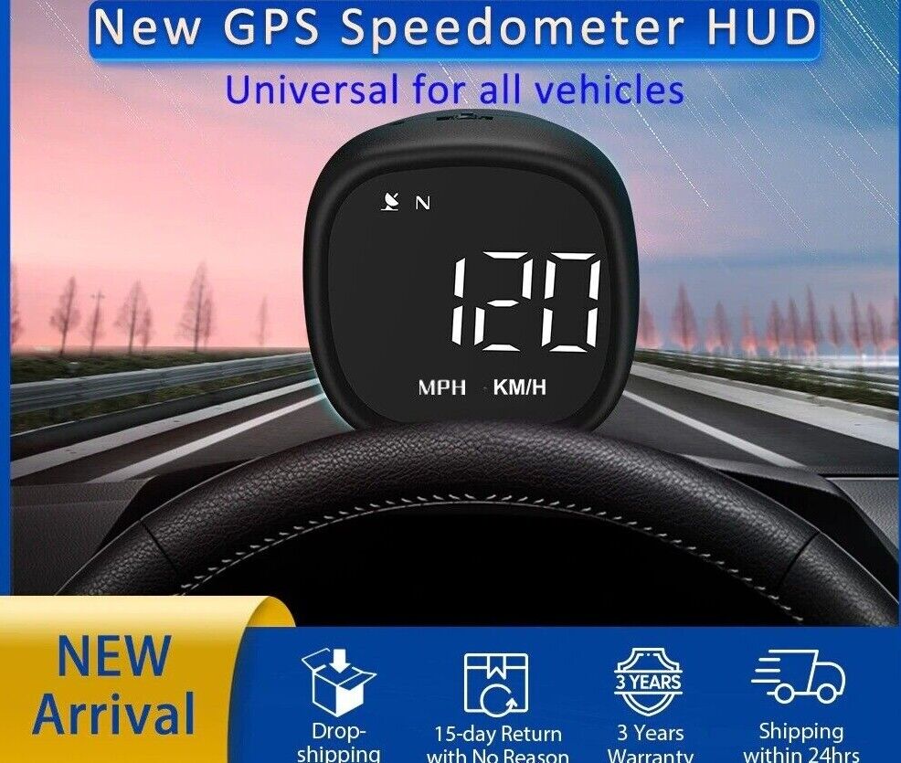 Vjoycar 2022 New Car Vehicles GPS Speedometer HUD Display MPH KMH Clock Compass