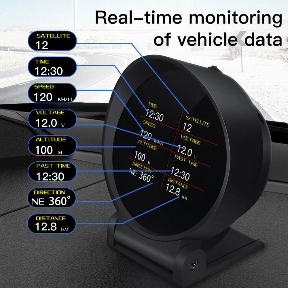 Car Inclinometer Slope Angle Speed Satellite Timing GPS Digital HUD
