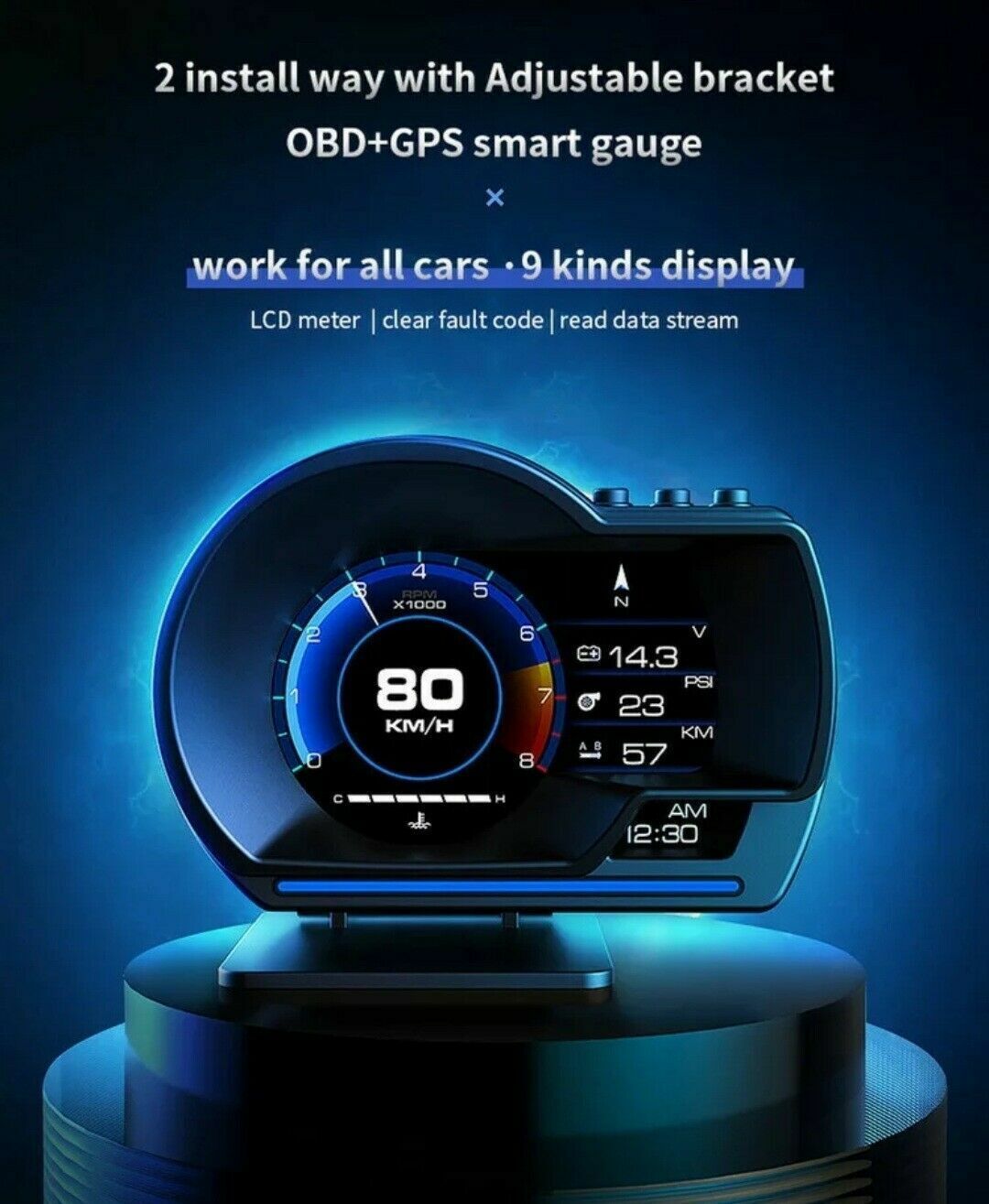 Vjoycar V60 Newest Head Up Display Auto Display OBD2+GPS Smart Car HUD Gauge... Main image