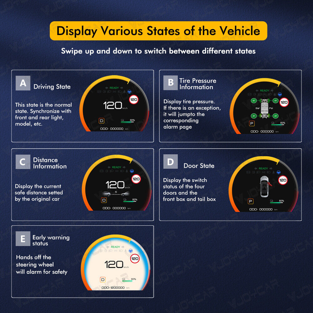 2023 New Model Y Accessories HD LCD Dashboard HUD Screen Model 3