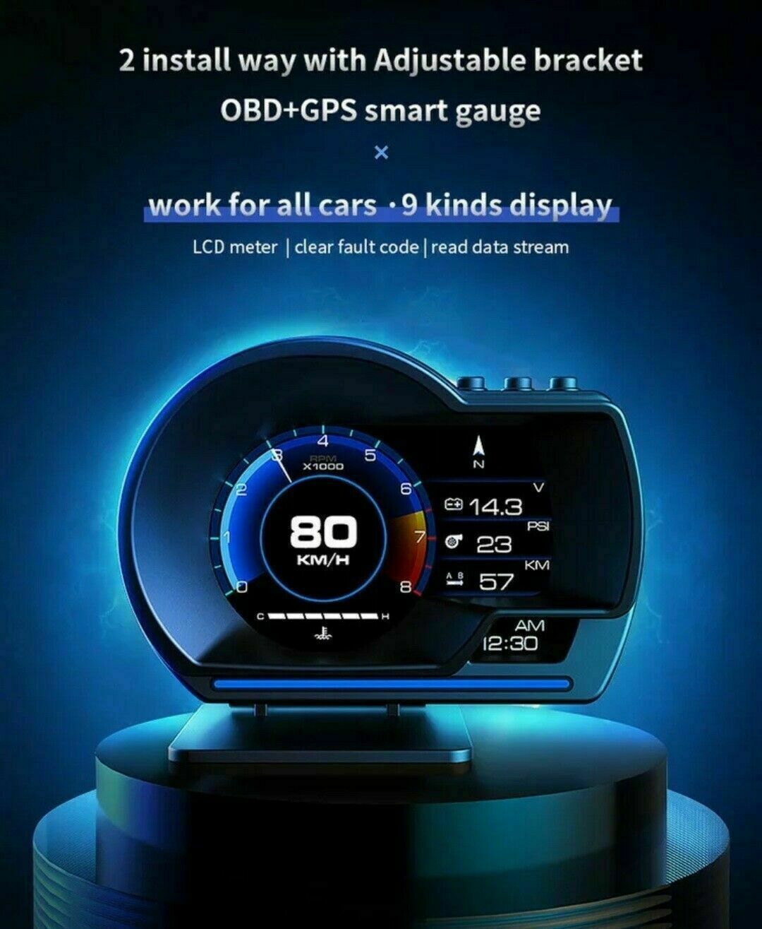 Vjoycar V60 Newest Head Up Display Auto Display OBD2+GPS Smart Car HUD Gauge Main image