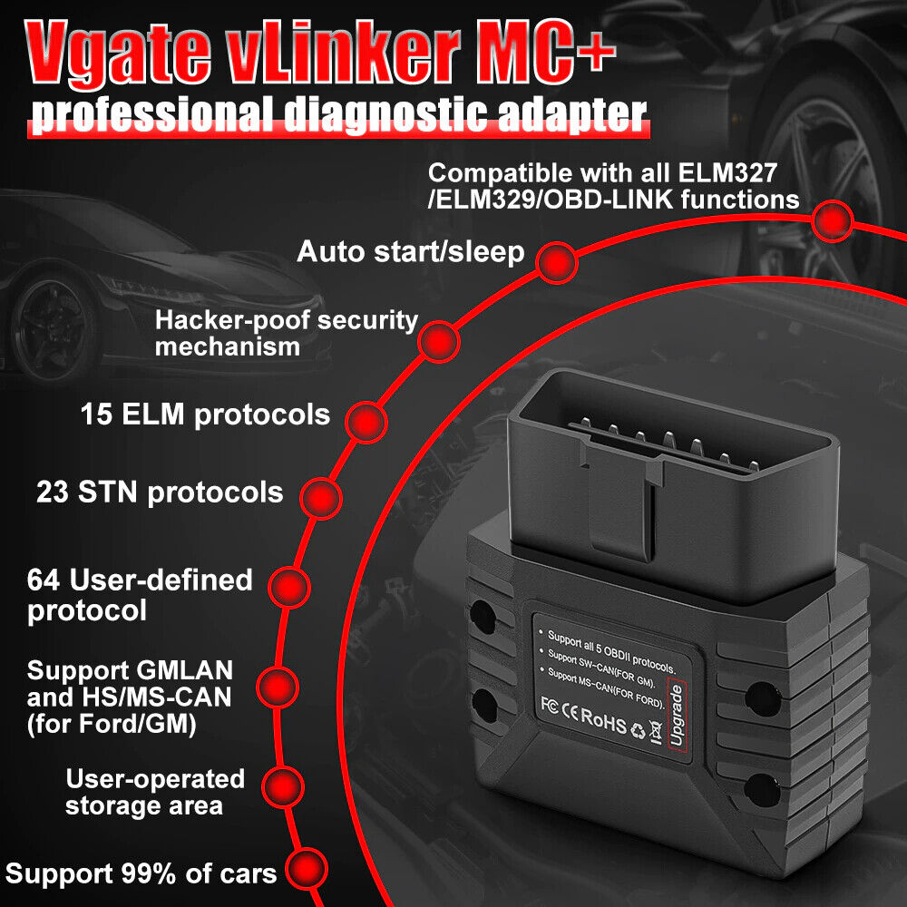 Vgate vLinker MC+ ELM327 V2.2 OBD 2 OBD2 Scanner WIFI BimmerCode FORScan