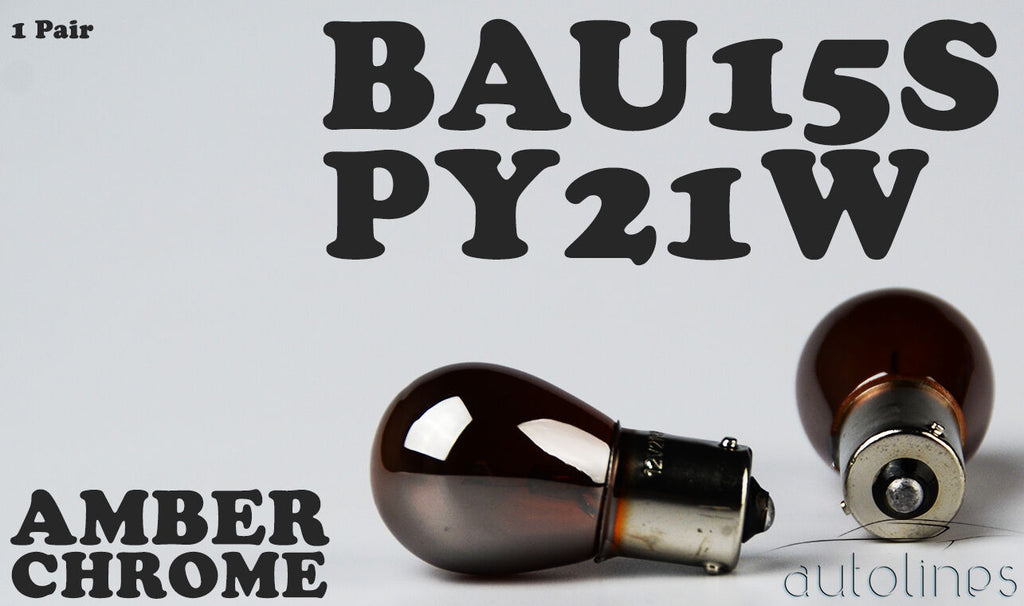 2 x PY21W BAU15s S25 SILVER CHROME AMBER Car Motorcycle Bulbs Globes Indicator