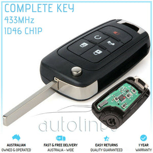 Fits HOLDEN COMMODORE VF 2013-2017 FOB 5 Button Remote Complete Key Transponder