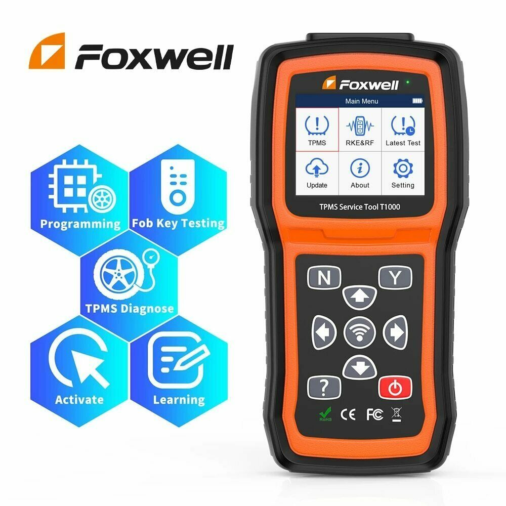 Foxwell T1000 TPMS Tool Programming Activate TPMS Sensors Check RF Key FOB Tire