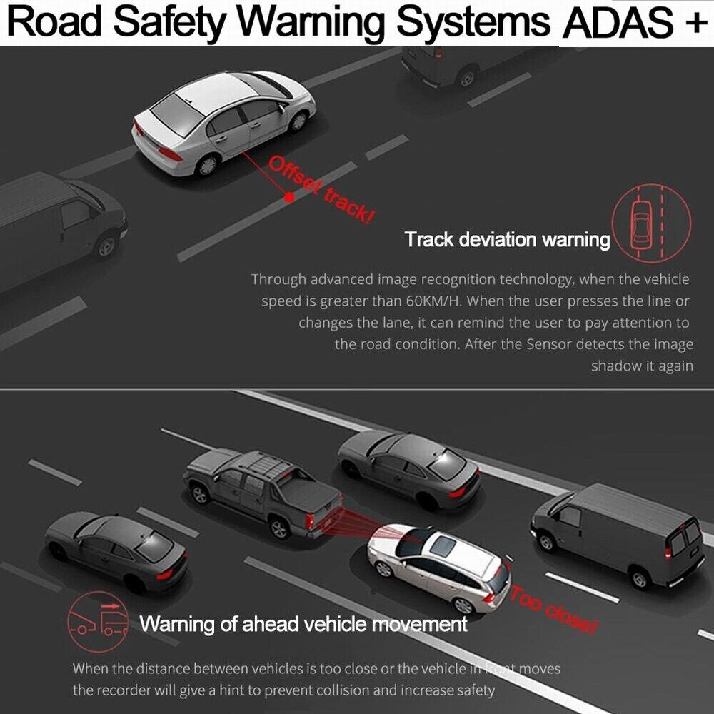 HUD Navigation 10' DashCam 4G WIFI GPS Tracking System ADAS Car DVR Mirror