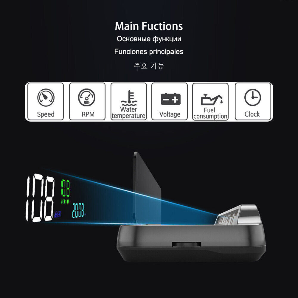 Mirror HUD MX20 Head Up Display OBD2 Winshield Speedometer RPM Speed Projector - Auto Lines Australia