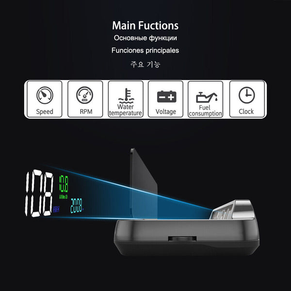 Mirror HUD MX20 Head Up Display OBD2 Winshield Speedometer RPM Speed Projector - Auto Lines Australia